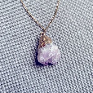 Long Purple Crystal Necklace with Gold Detail